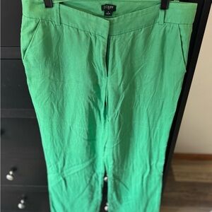 J.Crew Green City Fit Pants- linen- size 8